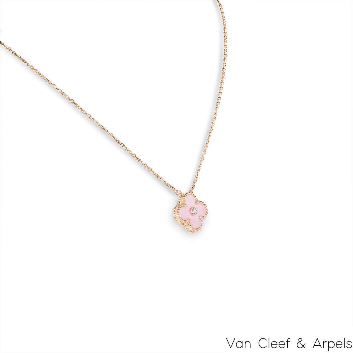VAN CLEEF & ARPELS 18K Rose Gold Pink Porcelain 5 Motifs Vintage